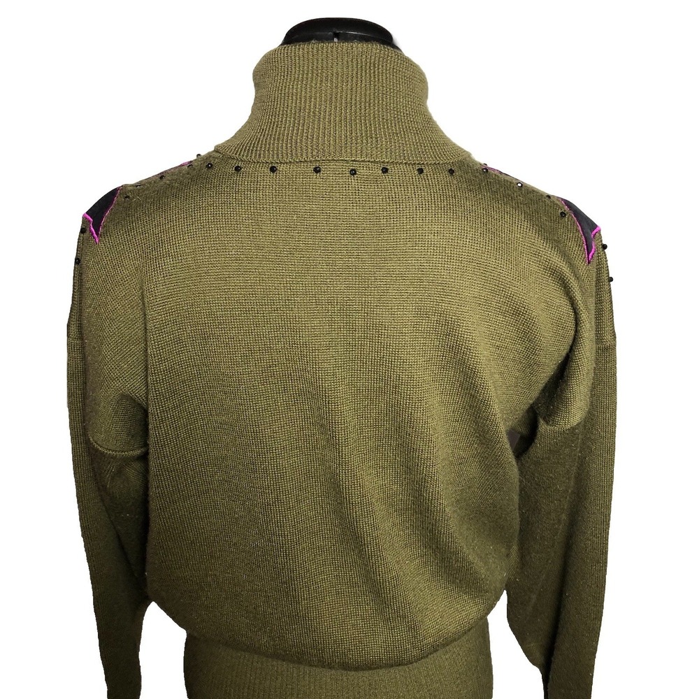 Vtg 80s Funky Statement Sweater Meister Star Shoulder Turtleneck Novelty M B42 - Picture 8 of 12